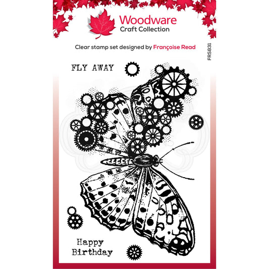 Woodware Clear Singles Butterfly 4 in x 6 in Stamp