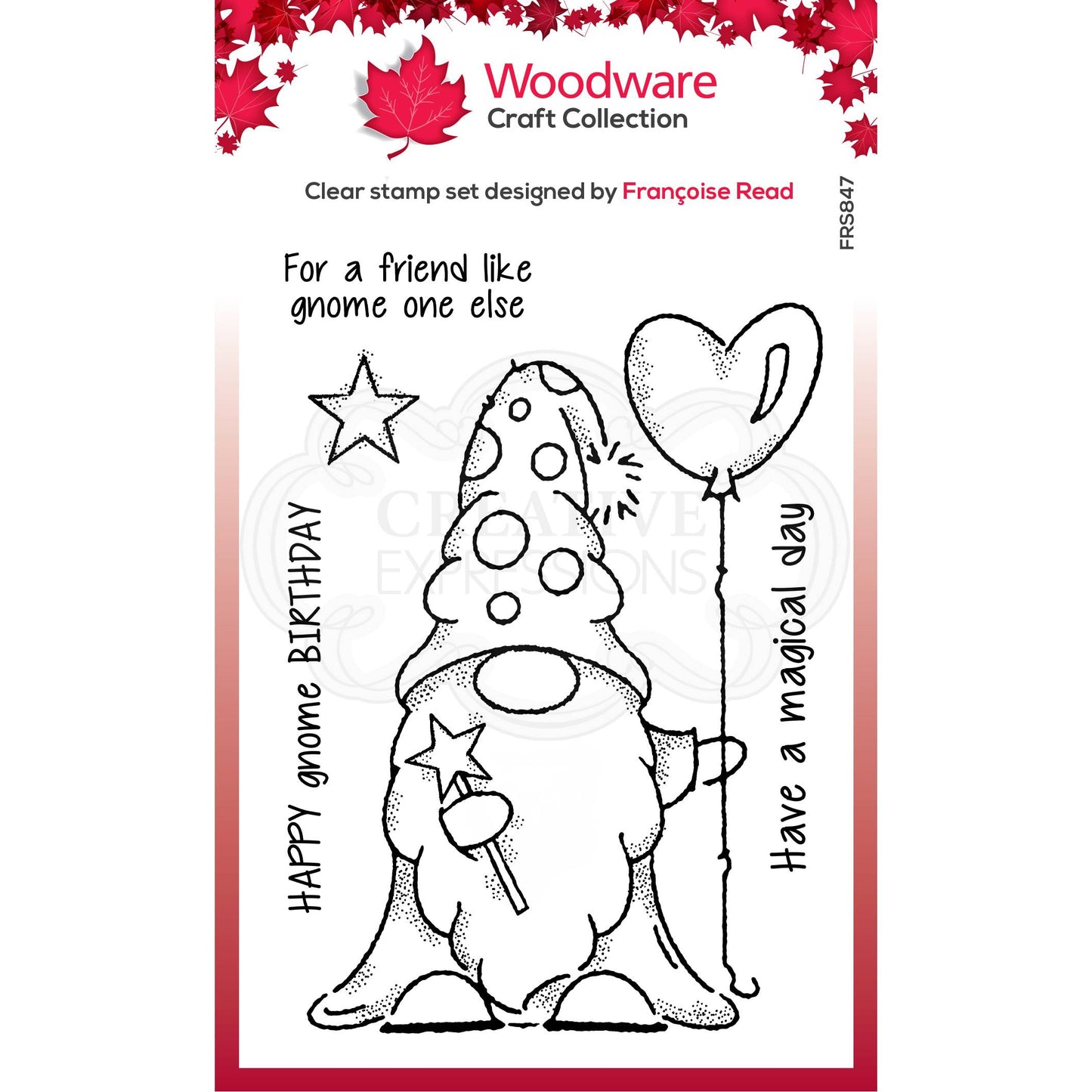 Woodware Clear Singles Wizard Gnome 4 in x 6 in Stamp