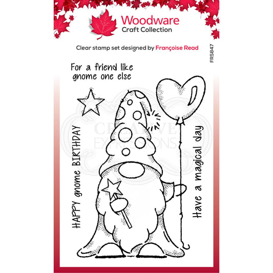 Woodware Clear Singles Wizard Gnome 4 in x 6 in Stamp
