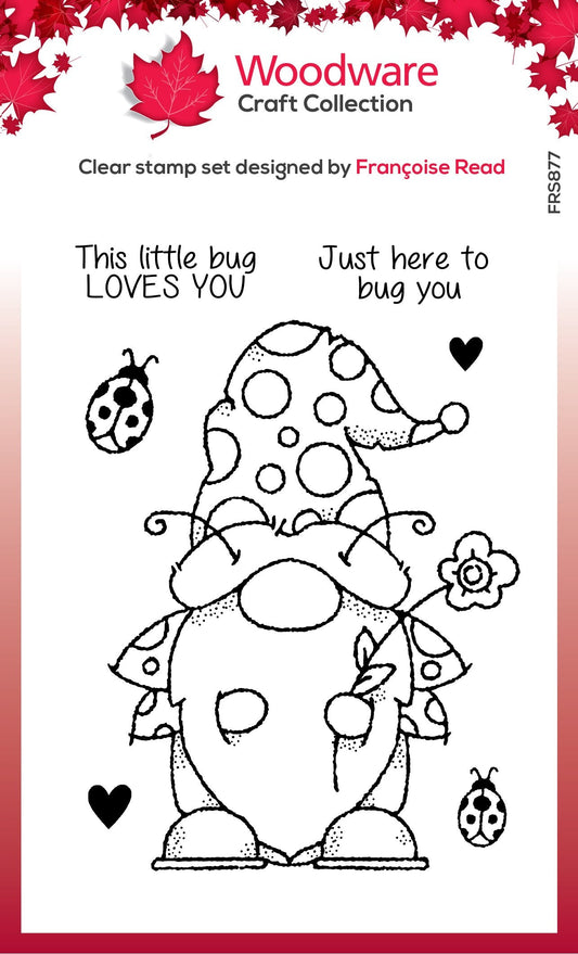 Woodware Clear Singles Ladybird Gnome 4 in x 6 in Stamp