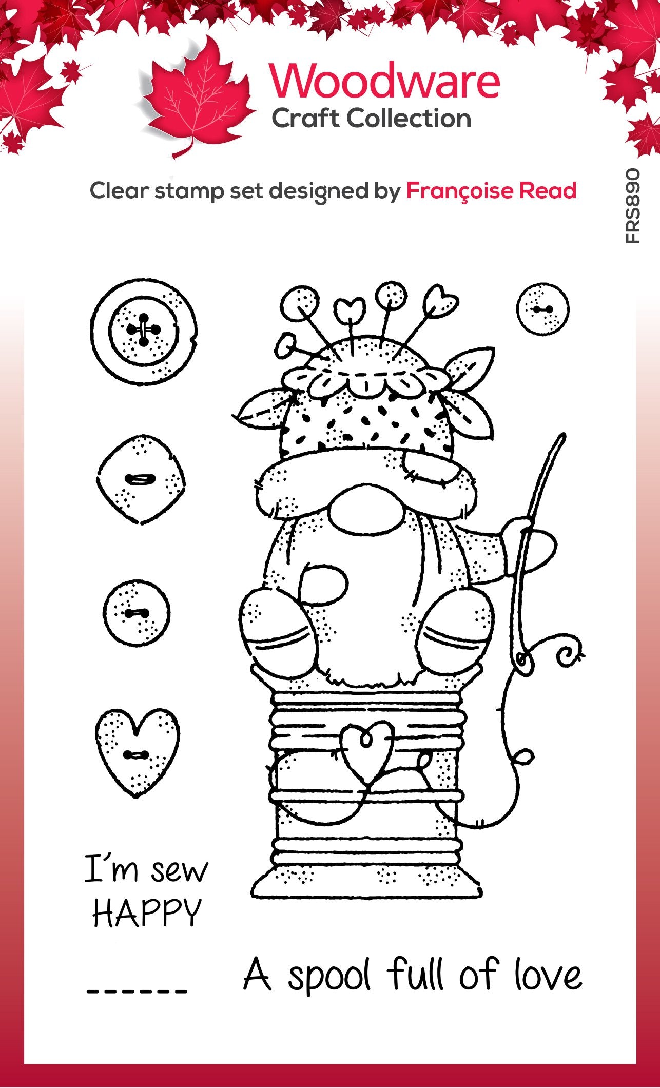 Woodware Clear Singles Sewing Gnome 4 in x 6 in Stamp