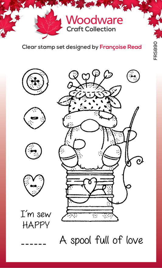 Woodware Clear Singles Sewing Gnome 4 in x 6 in Stamp