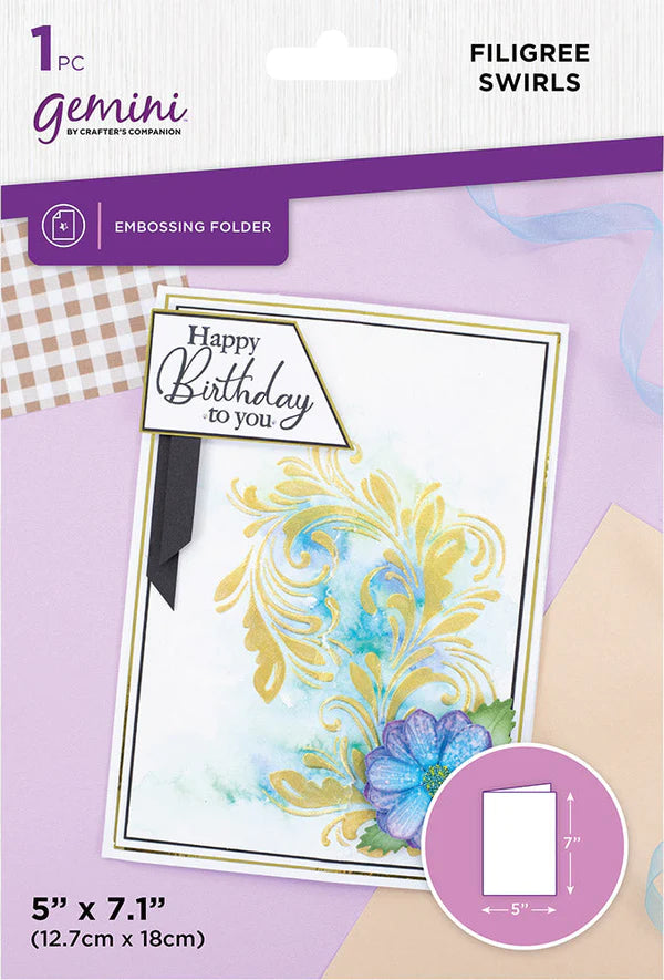 Gemini Grand Swirl 5 x 7” 2D Embossing Folder - Filigree Swirls