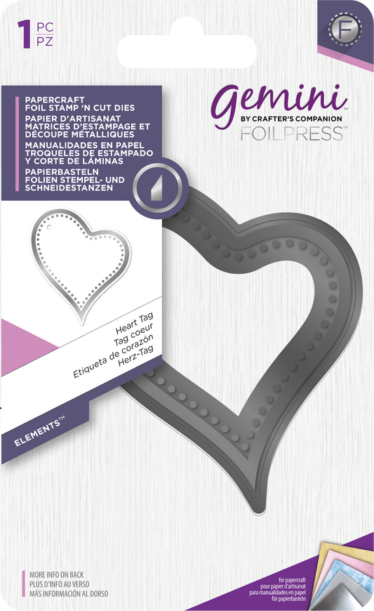 Gemini FoilPress - Stamp & Cut Die - Heart Tag