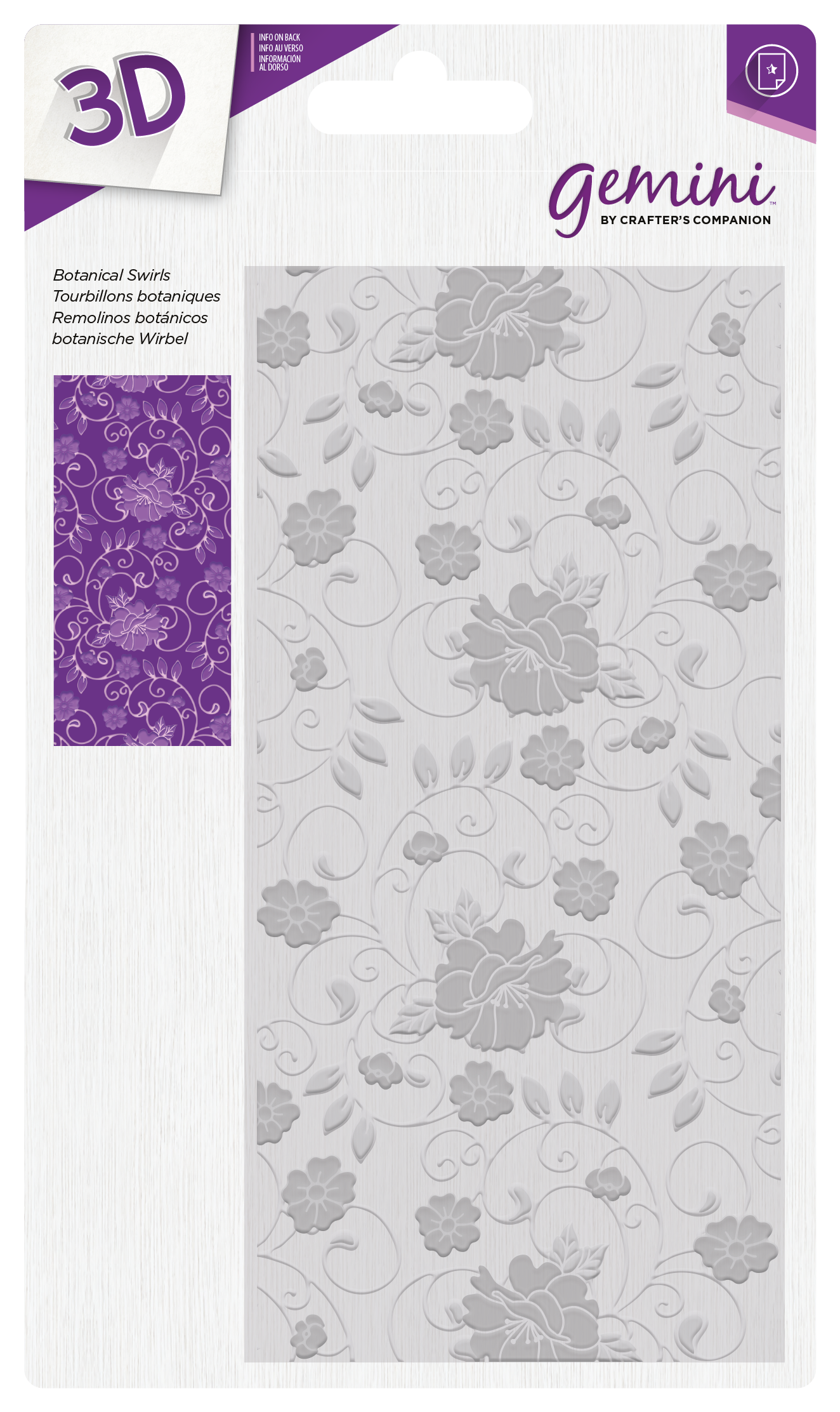 3D Embossing Folder - 5.75" x 2.75" - Botanical Swirls