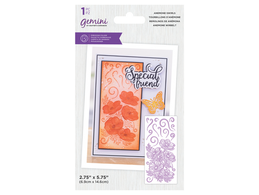 Gemini - 2.27 x 5.75" Embossing Folder - Anemone Swirls