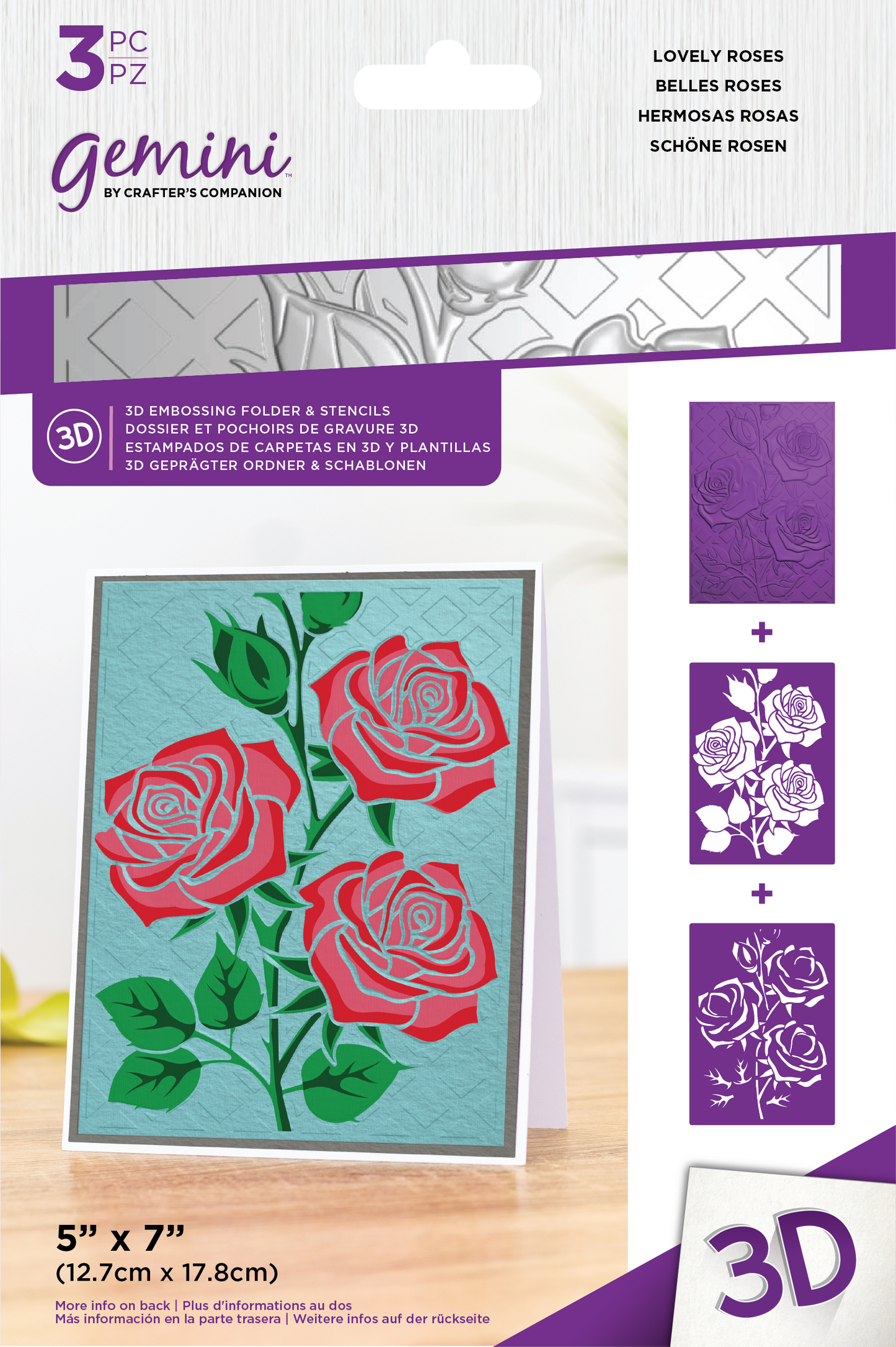 3D Embossing Folder & Stencil - Lovely Roses