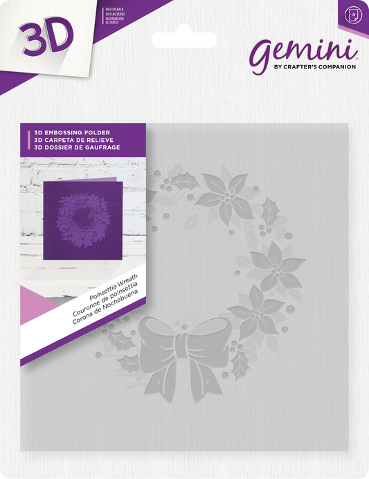 3D Embossing Folder - 6x6" - Poinsettia Wreath