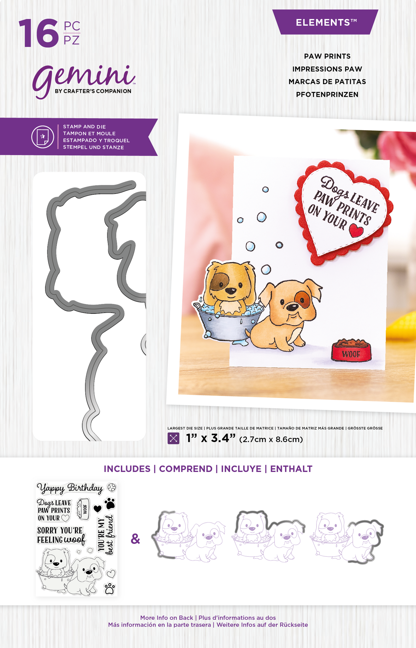 Gemini - Stamp & Die Set - Paw Prints