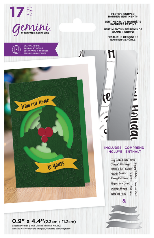 Gemini - Stamp & Die - Festive Curved Banner Sentiments