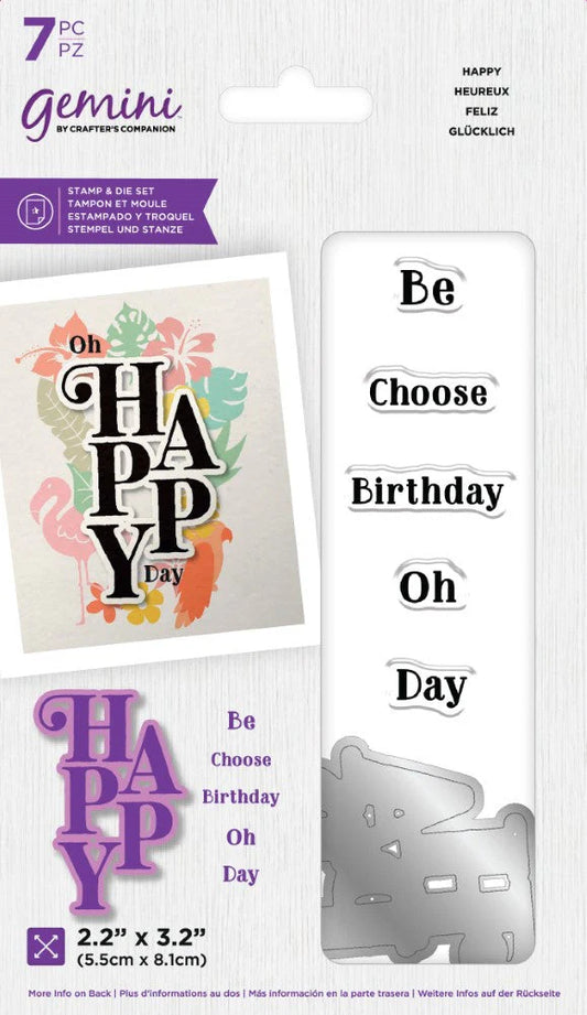 Gemini Stamp & Die Set - Happy