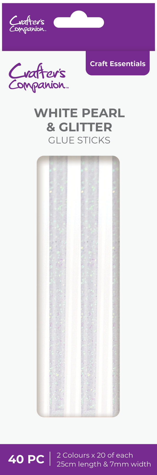 Crafter's Companion Glue Stick - White Pearl & Glitter - 40PC