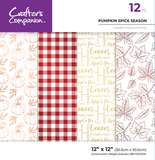 Crafter's Companion 12” x 12” Luxury Foiled Acetate Pack - Pumpkin Spice Season