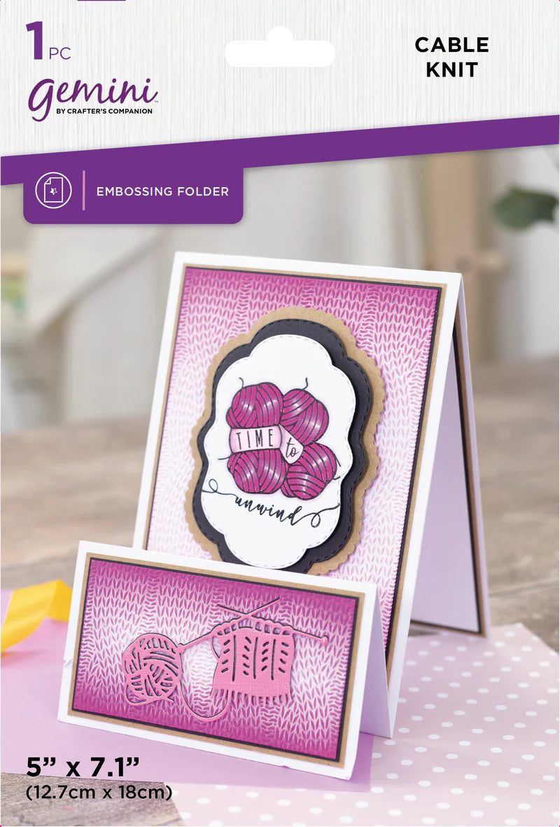 Gemini 5 x 7 -  2D Textured Embossing Folder - Cable Knit