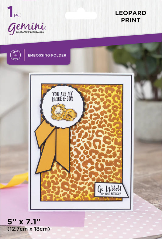 Gemini 5 x 7 -  2D Textured Embossing Folder - Leopard Print