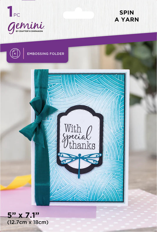 Gemini 5 x 7 - 2D Textured Embossing Folder - Spin A Yarn