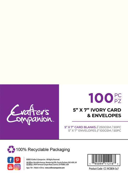Crafter's Companion 6" x 6" Ivory Card & Envelopes - 100 Pack (Copy)
