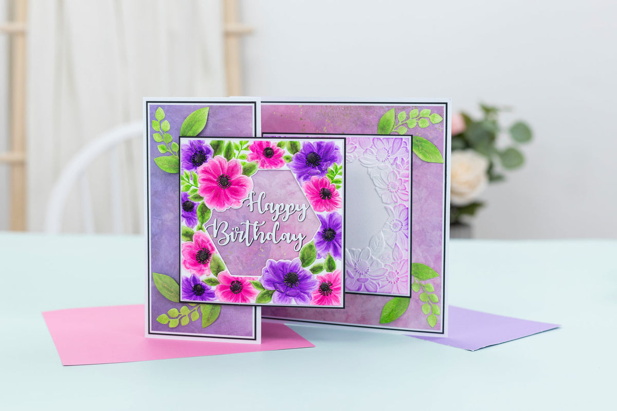 Crafters Companion 5.5” X 5.5” 3D Embossing Folder, Metal Die and Stencil Set - Alluring Anemones