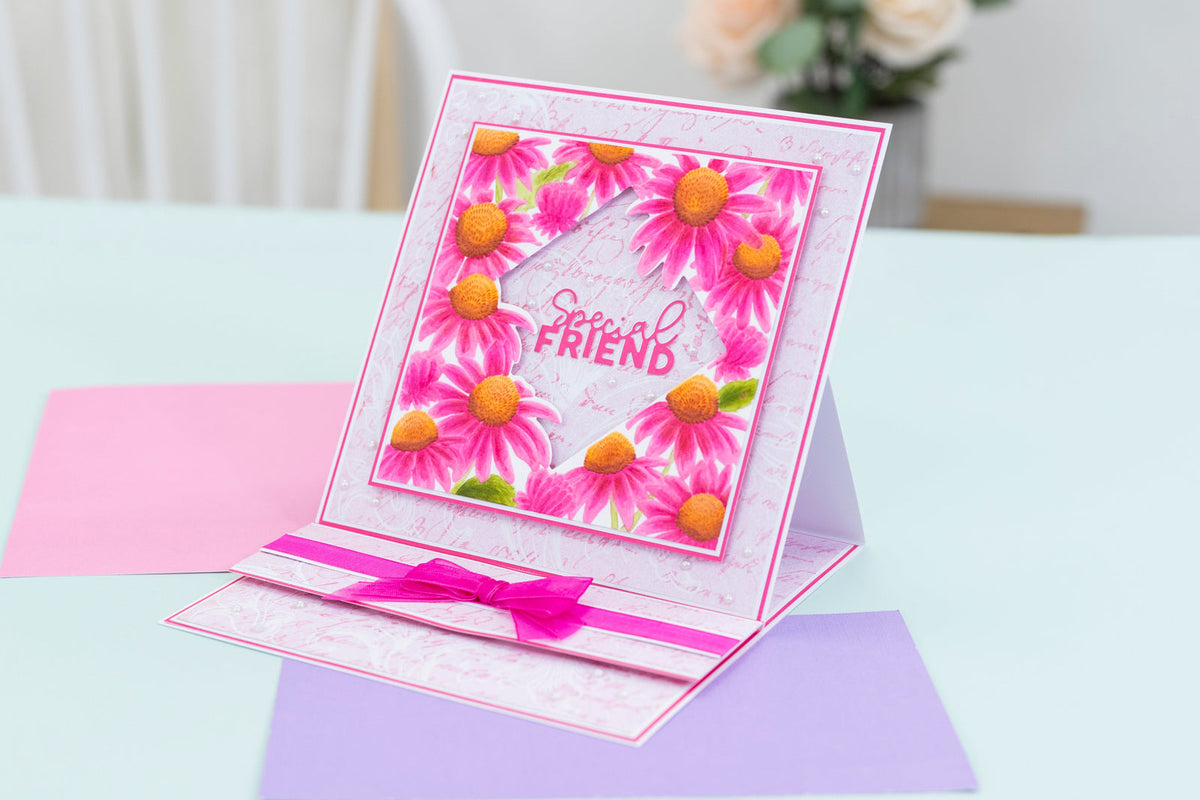 Crafters Companion 5.5” X 5.5” 3D Embossing Folder, Metal Die and Stencil Set - Ethereal Echinacea
