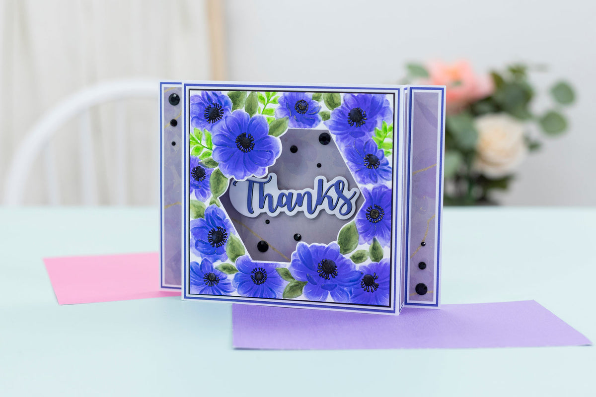 Crafters Companion 5.5” X 5.5” 3D Embossing Folder, Metal Die and Stencil Set - Alluring Anemones