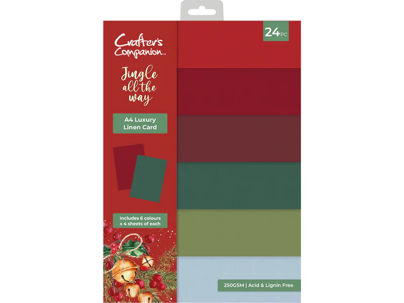 Jingle All The Way Luxury Linen Card Pack - A4