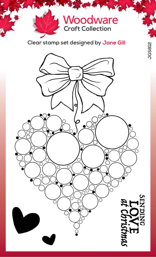 Woodware Clear Singles Big Bubble Bauble - Heart  4 in x 6 in Stamp