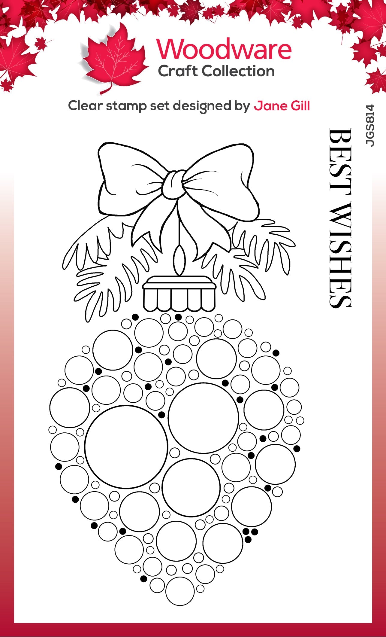 Woodware Clear Singles Big Bubble Bauble - Best Wishes 4 in x 6 in Stamp