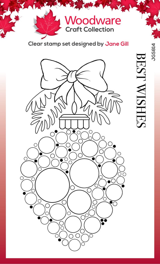 Woodware Clear Singles Big Bubble Bauble - Best Wishes 4 in x 6 in Stamp