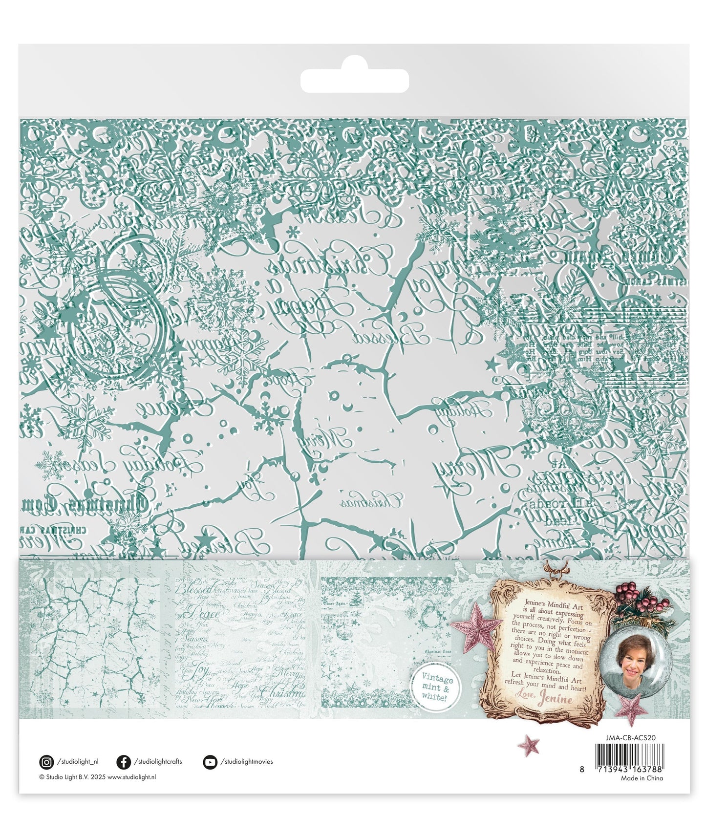 JMA Acetate Sheets White & Vintage Mint Christmas Blush 6 Sheets