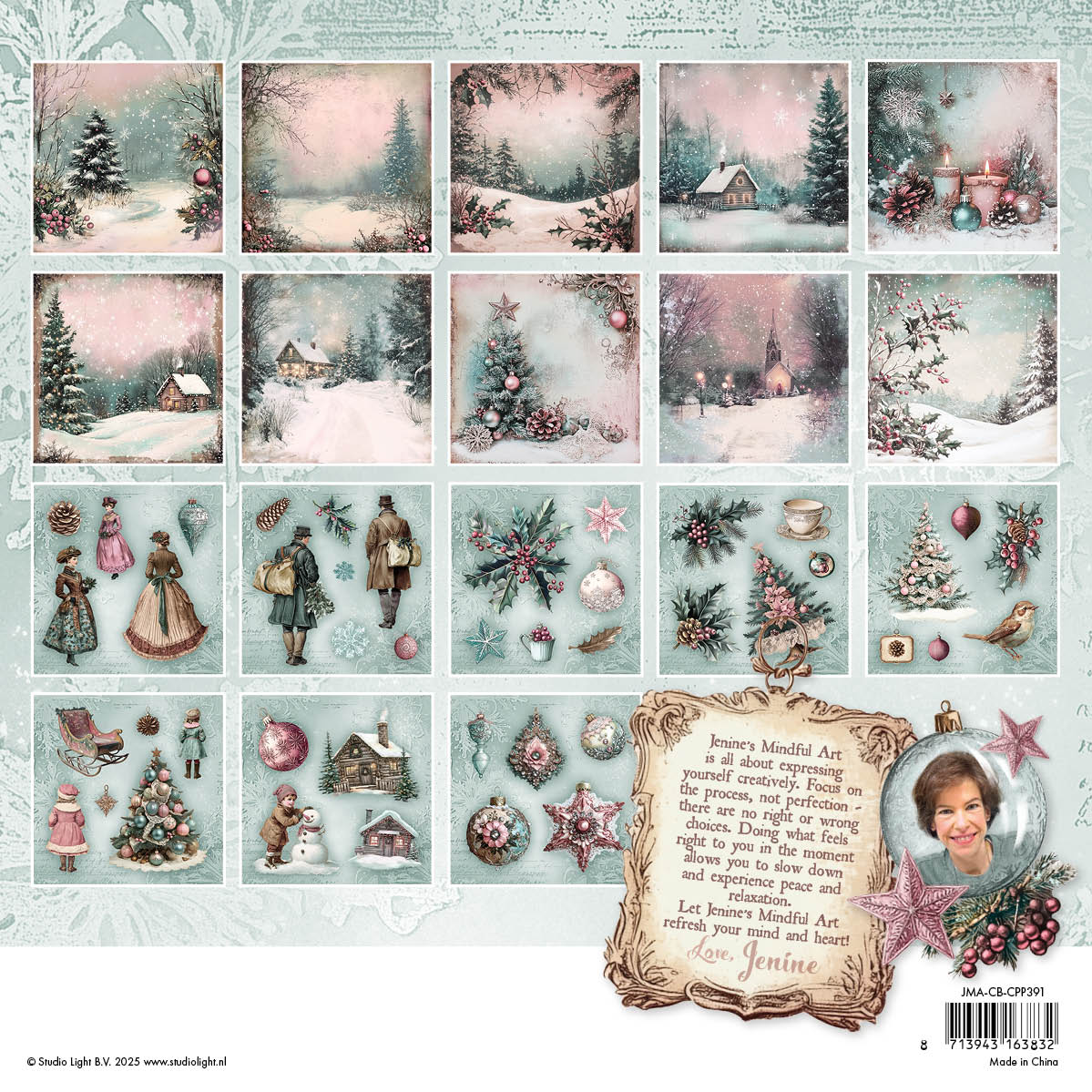 JMA Collage Paper Pad Backgrounds & Elements Christmas Blush 36 Sheets