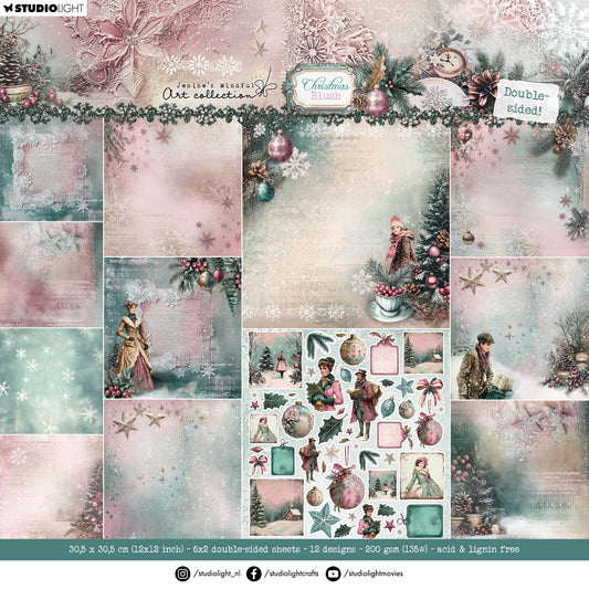 JMA Designer Paper Pad Double-Sided Scrapbooking Christmas Blush 12 Sheets