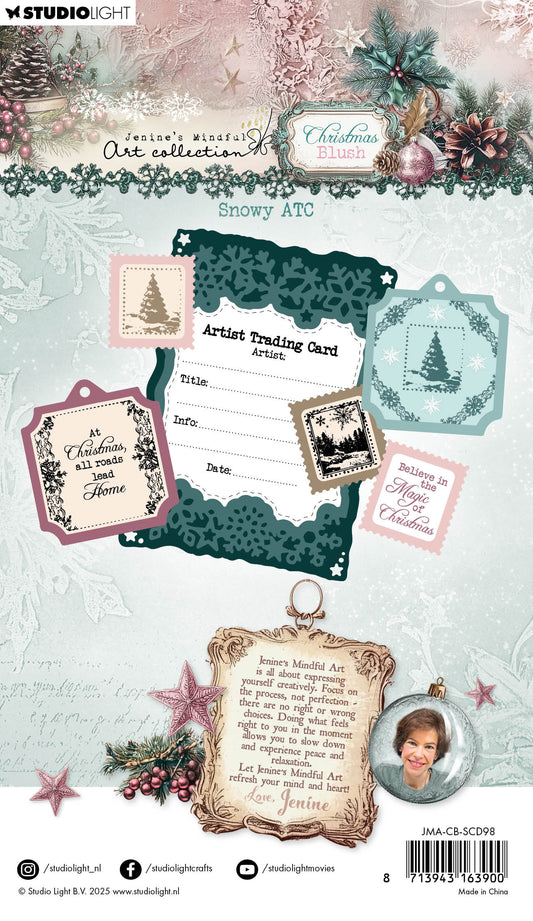 JMA Stamp And Cutting Dies Snowy ATC Christmas Blush 15 Pieces
