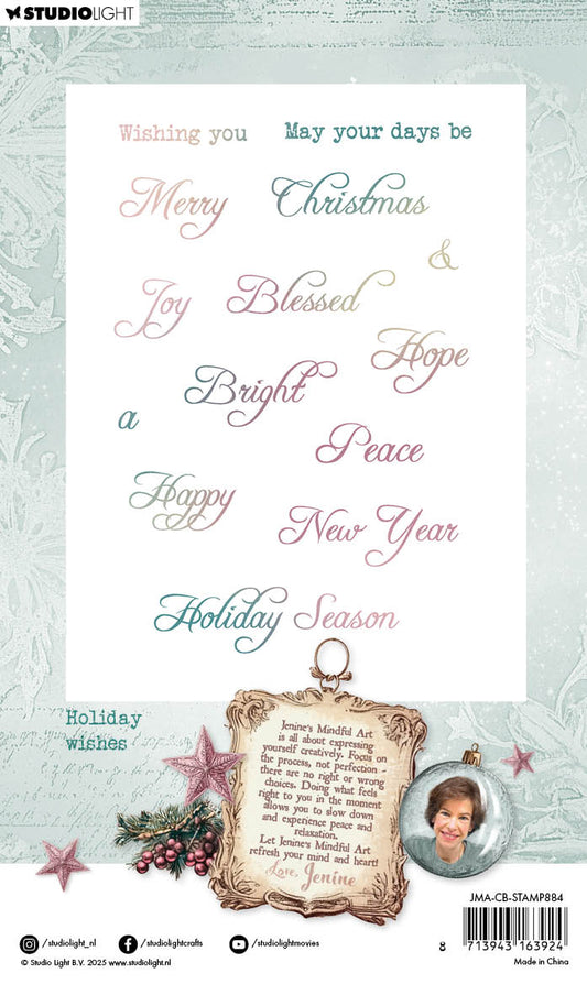 JMA Clear Stamp Holiday Wishes Christmas Blush 14 Pieces