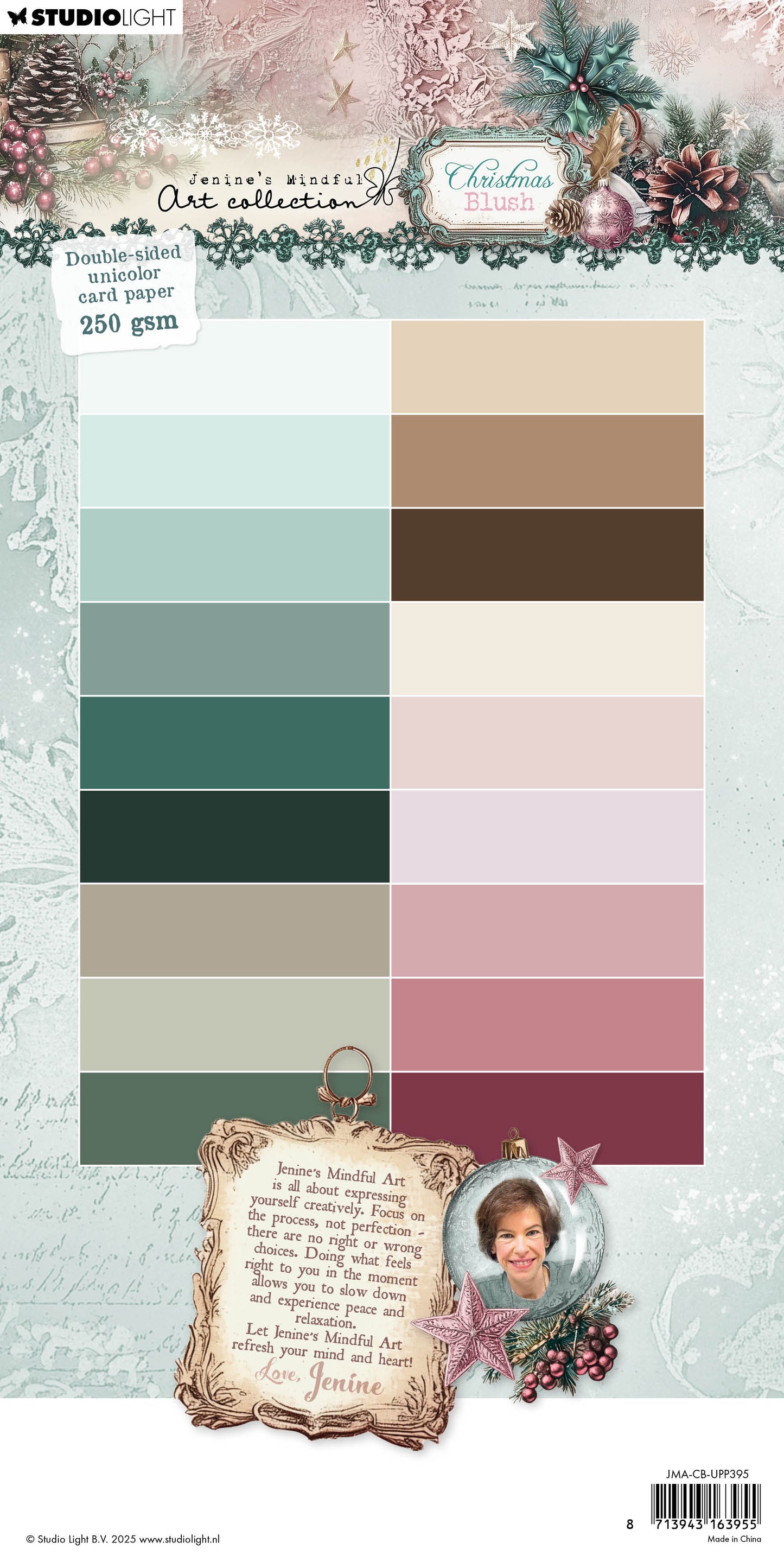 JMA Unicolor Paper Pad Double-Sided Card Paper Christmas Blush 36 Sheets