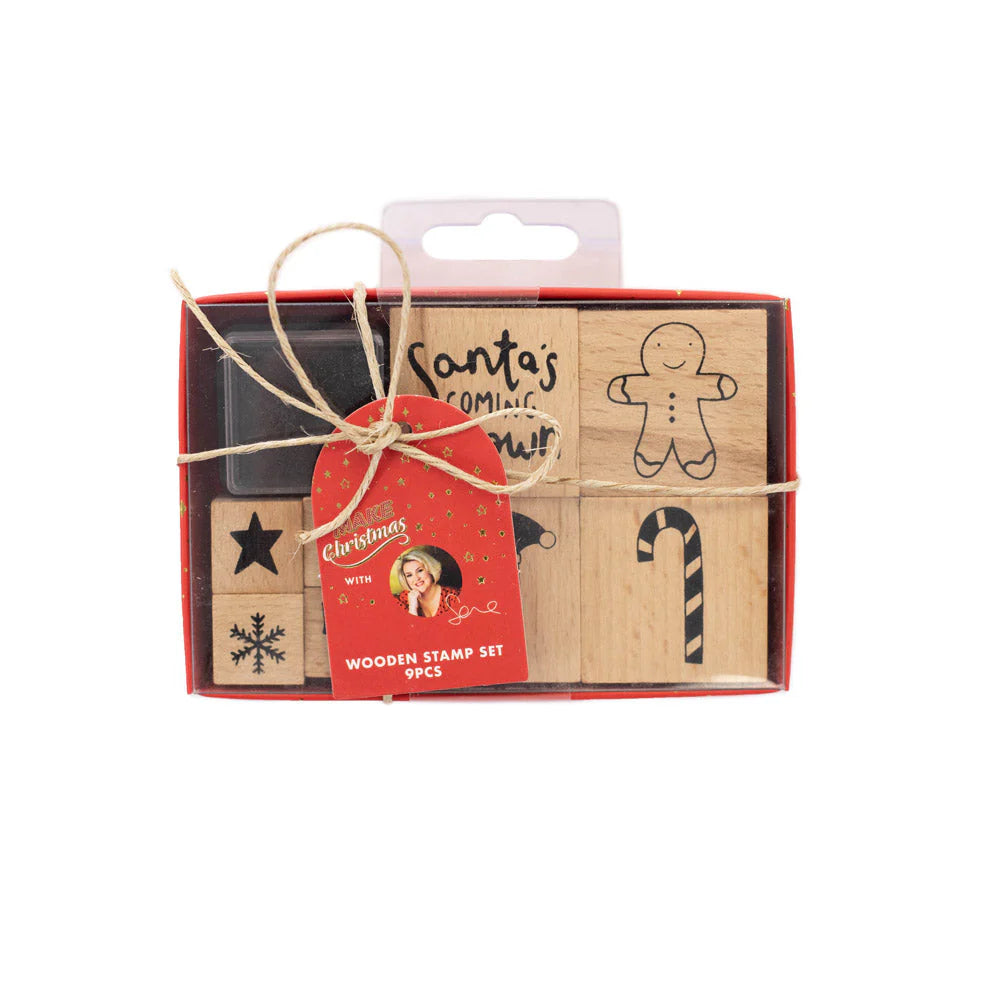 Make Christmas with Sara Wooden Stamp Set -9 PC