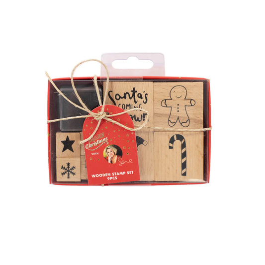 Make Christmas with Sara Wooden Stamp Set -9 PC