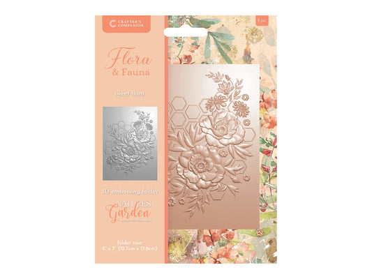Nature's Garden Flora & Fauna 3D 5"x7" Embossing Folder - Sweet Flora