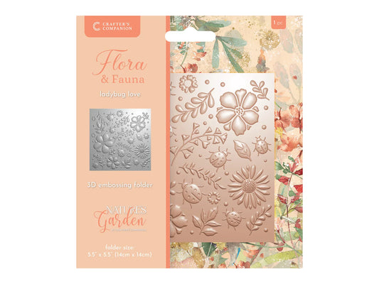 Nature's Garden Flora & Fauna 3D 5.5"x5.5" Embossing Folder - Ladybug Love