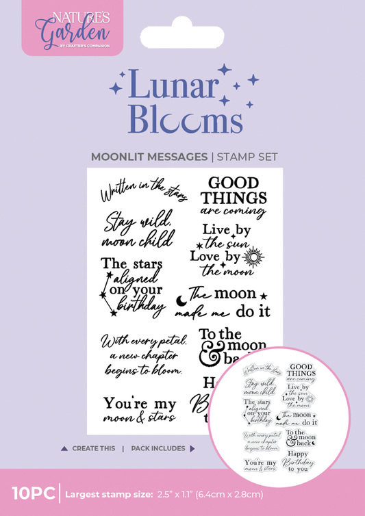Natures Garden Lunar Blooms Clear Acrylic Stamp - Moonlit Messages