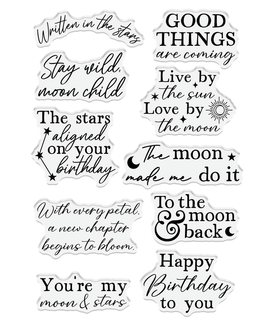 Natures Garden Lunar Blooms Clear Acrylic Stamp - Moonlit Messages