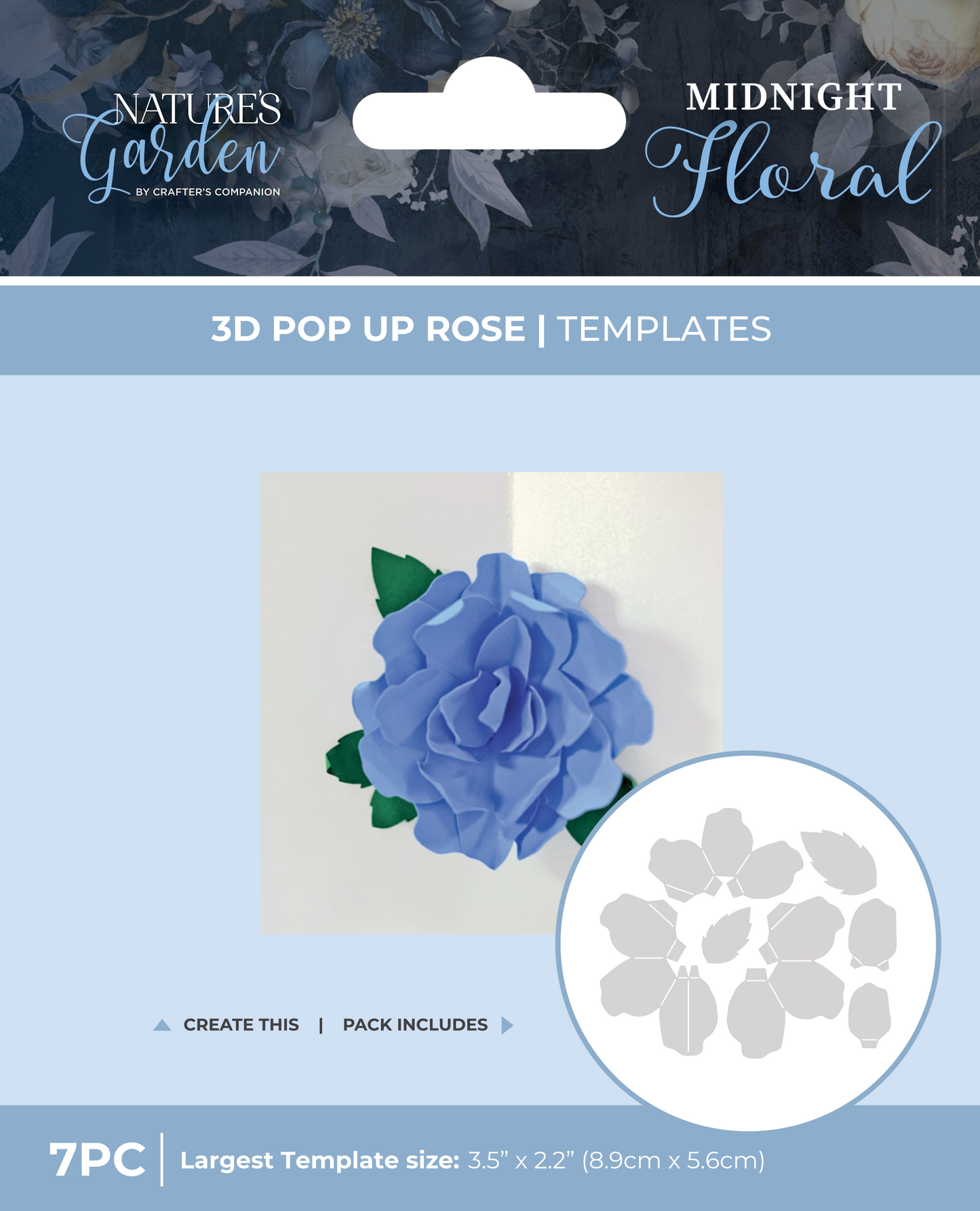 Nature's Garden - Midnight Floral Template - 3D Pop Up Rose