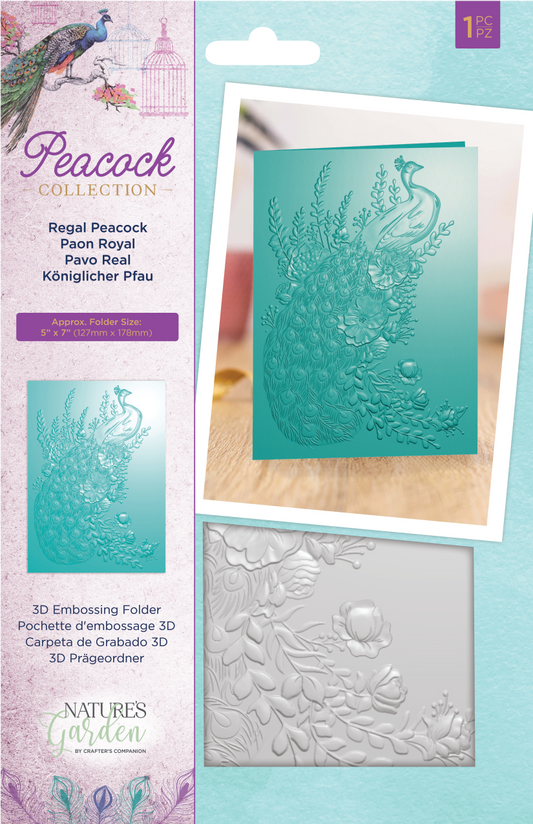 Peacock Collection - 5 x 7 3D Embossing Folder - Regal Peacock