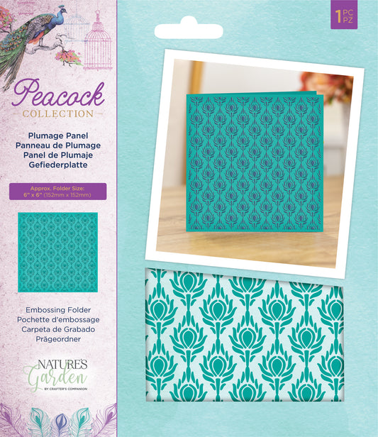 Peacock Collection - 6 x 6 Embossing Folder - Plumage Panel