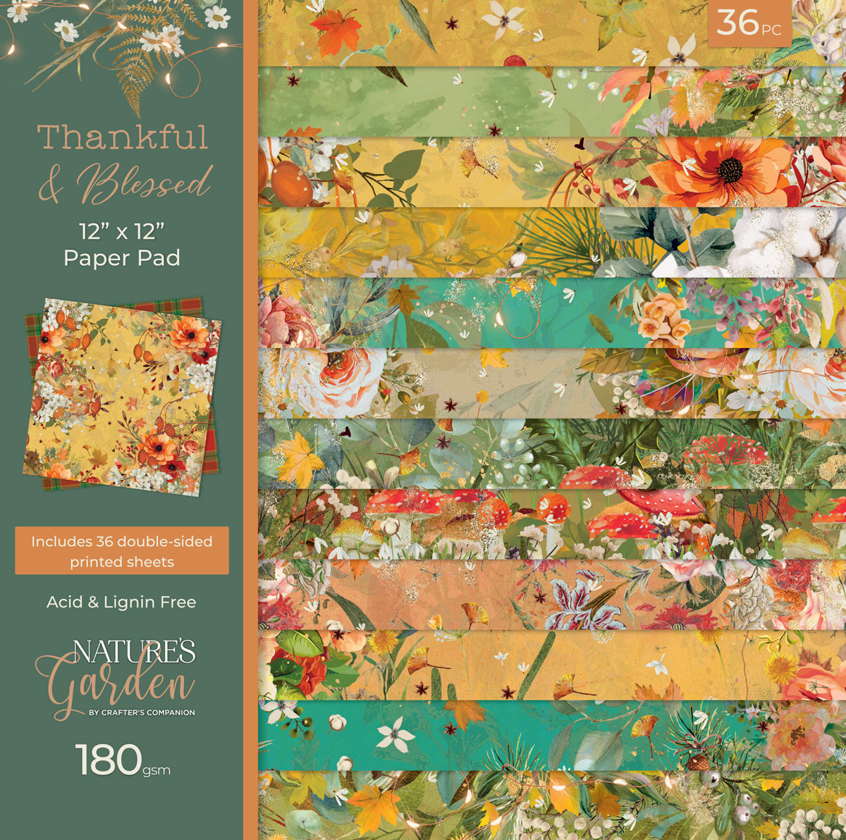 Nature's Garden - Thankful & Blessed 12"x12" Paper Pad