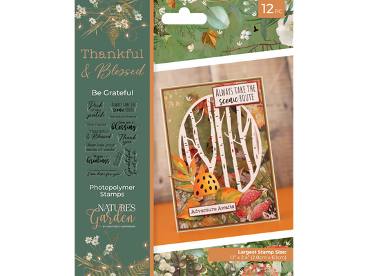 Nature's Garden - Thankful & Blessed Photopolymer Stamp - Be Grateful