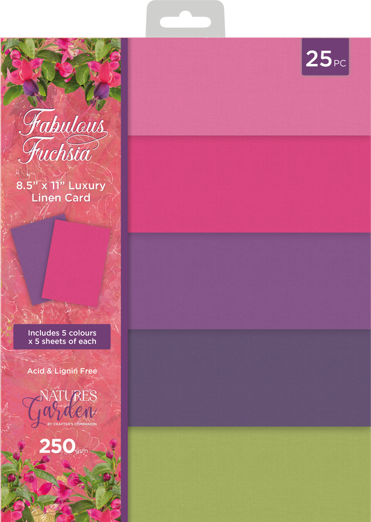 Nature's Garden - Fabulous Fuchsia - Linen Card Pack - 8.5” x 11”