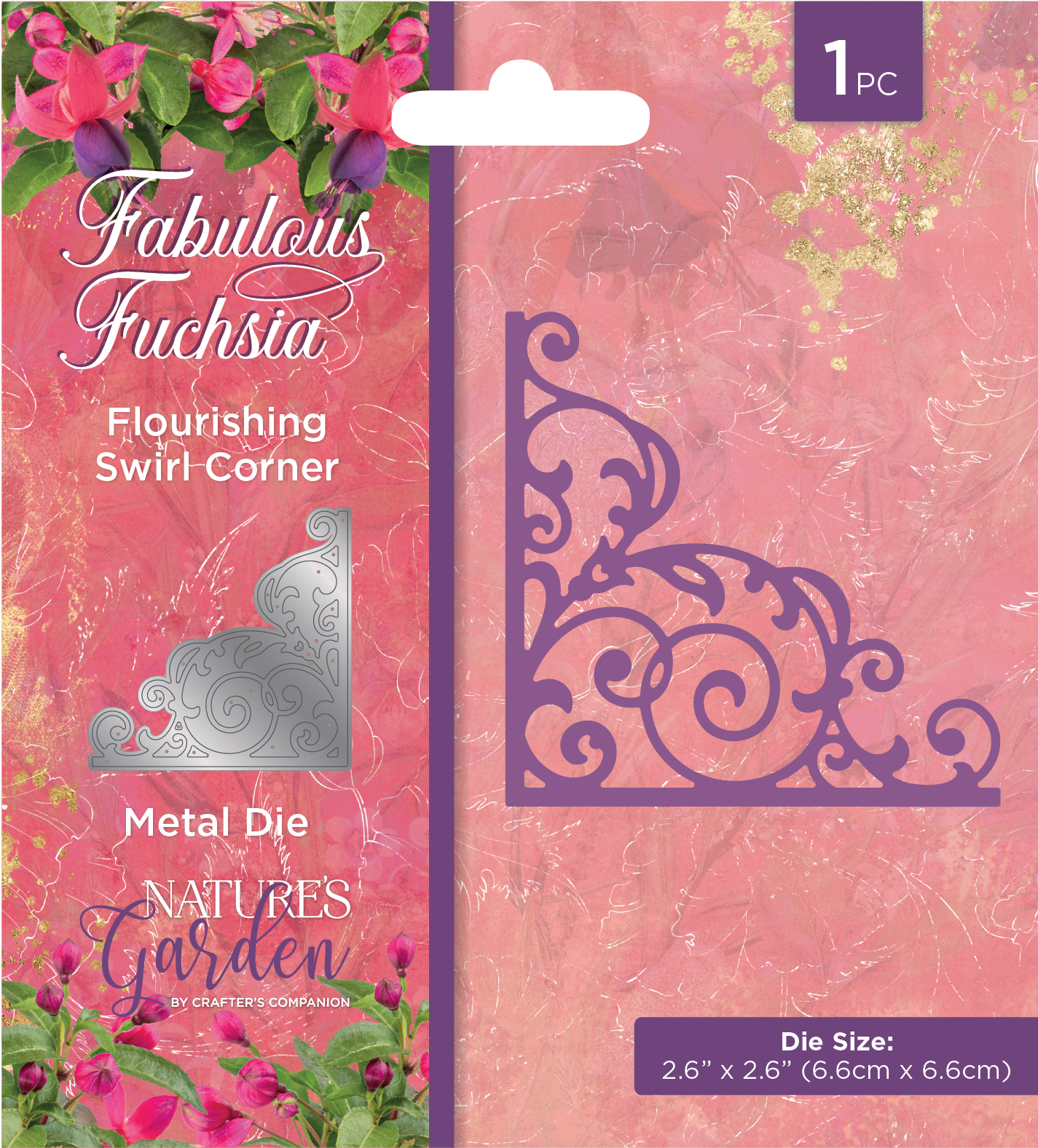 Nature's Garden - Fabulous Fuchsia - Metal Die - Flourishing Swirl Corner
