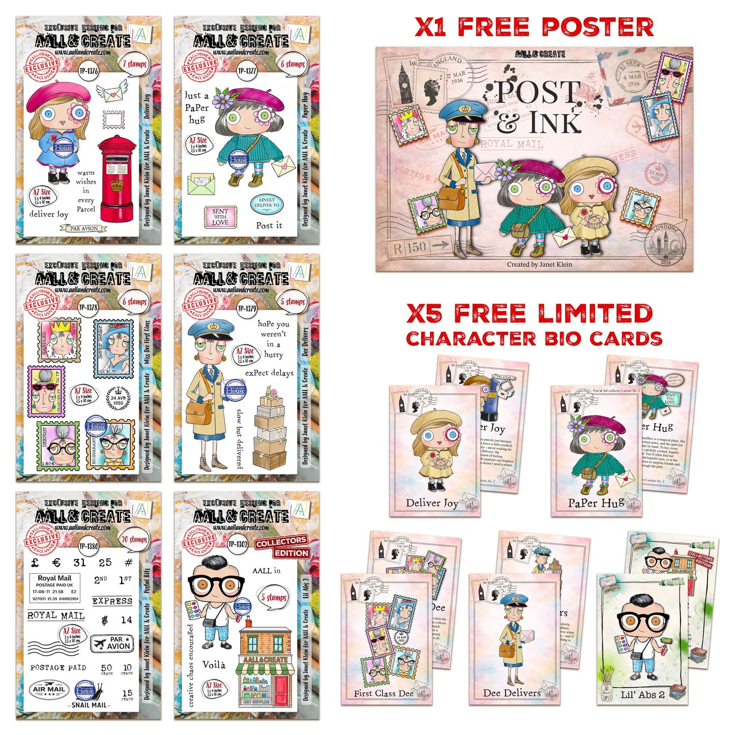 AALL and Create - Janet Klein Post & Ink Stamp Bundle