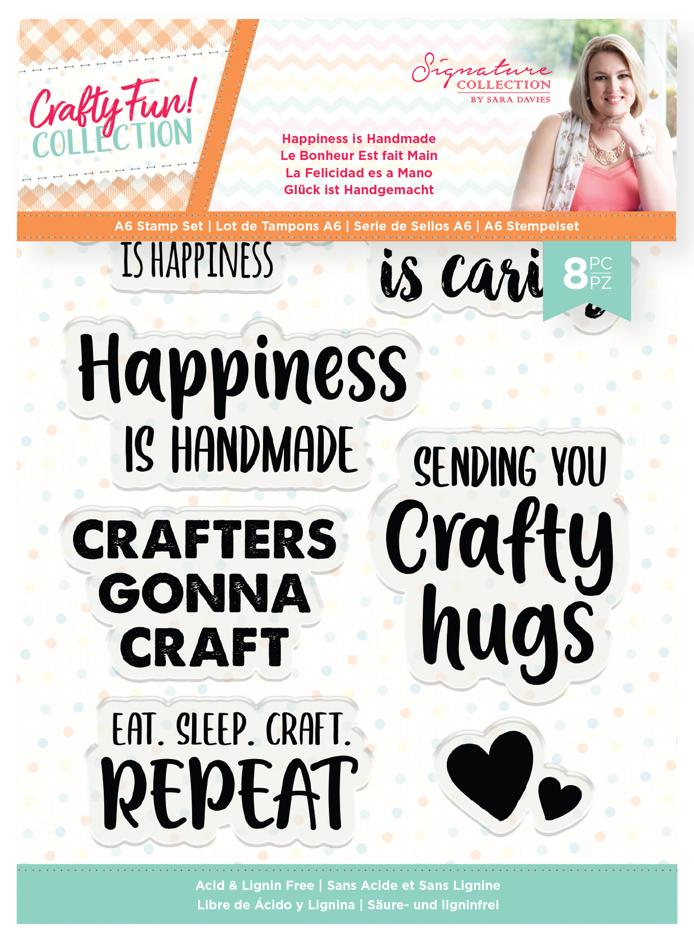 Crafty Fun - A6 Acrylic Stamp - Happiness is Handmade