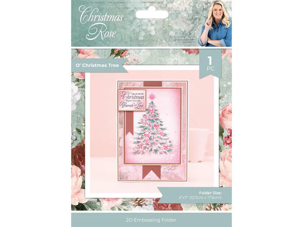 Sara Signature Christmas Rose 2D Embossing Folder 5” x 7”  - O’ Christmas Tree